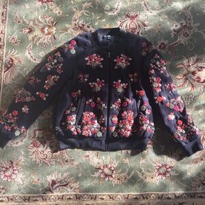 French Connection Black Floral Embroidered Jacket